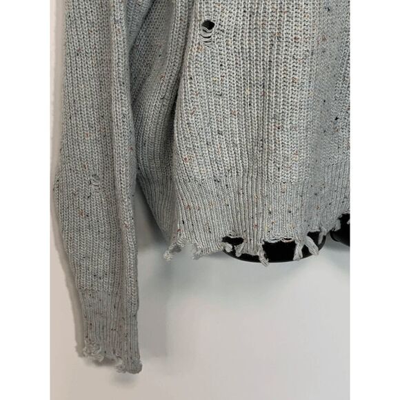 Zenana Distressed Mock Turtle Neck Knit Sweater - Picture 6 of 12